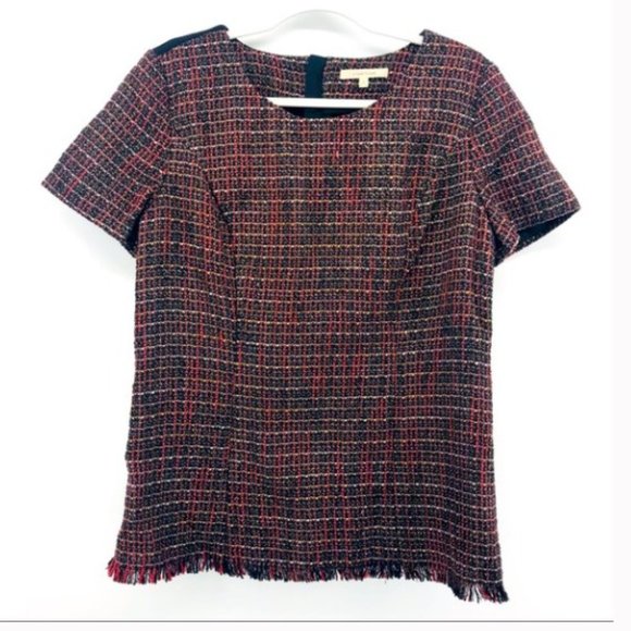 EUC Hawthorn 41 Colorful Karius Tweed Woven Mixed Media Pullover Top - Picture 5 of 8